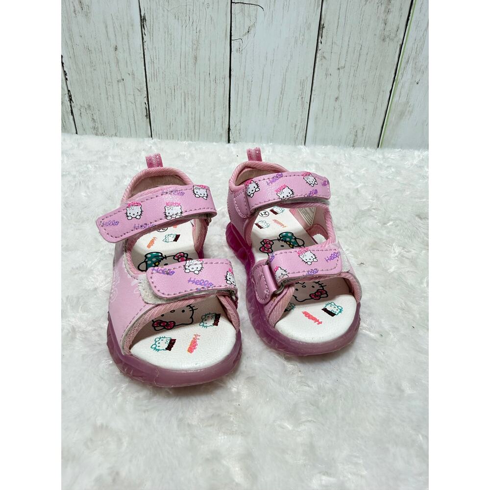Hello Kitty Toddler Girls Pink LED Sandals Size 21/ 5usa Hook & Loop Cute